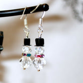 Crystal Snowman Earrings with Rainbow Scarf